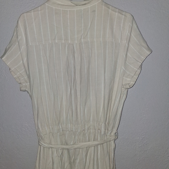 Abercrombie & Fitch Linen Blend Cream And White Striped Utility Jumpsuit XL - Picture 5 of 8